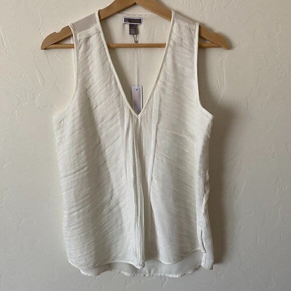Chelsea28 Ivory Pleated V-Neck Tank NWT - Picture 1 of 6